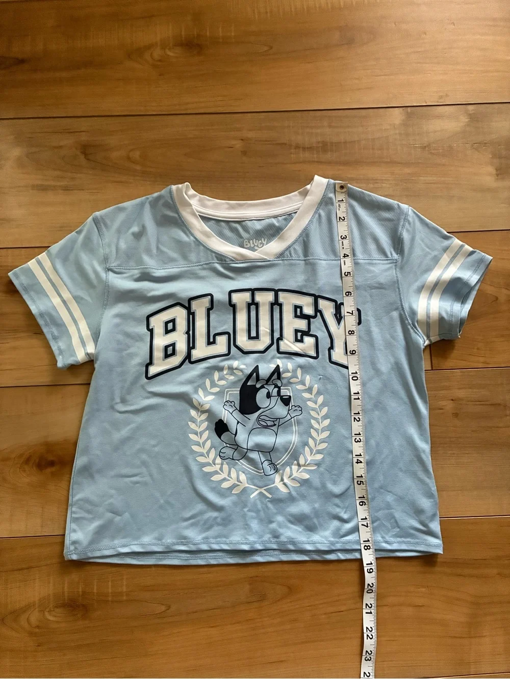 Lucy Light Blue 'BLUEY' Graphic Tee with White Accents
